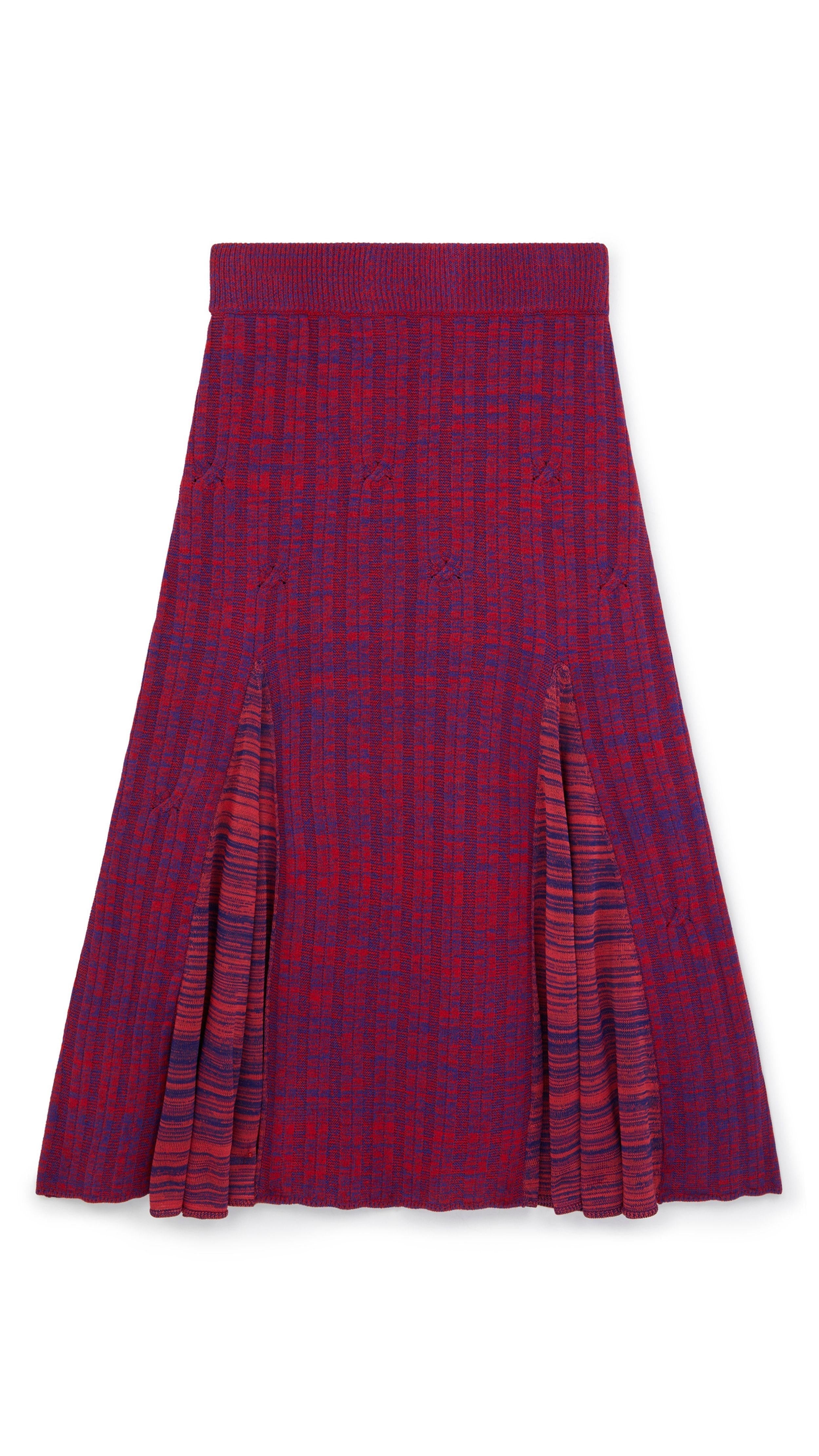 Pink Mix Wool A Line Midi Skirt