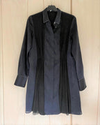 Black & Navy Cotton & Silk Shirt Dress