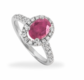 18kt White Gold Diamond & Ruby Ring - Size 50