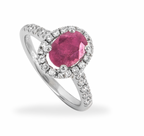 18kt White Gold Diamond & Ruby Ring - Size 50