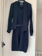 Max Mara Navy Crepe De Chine Pussybow Gelada Midi Dress