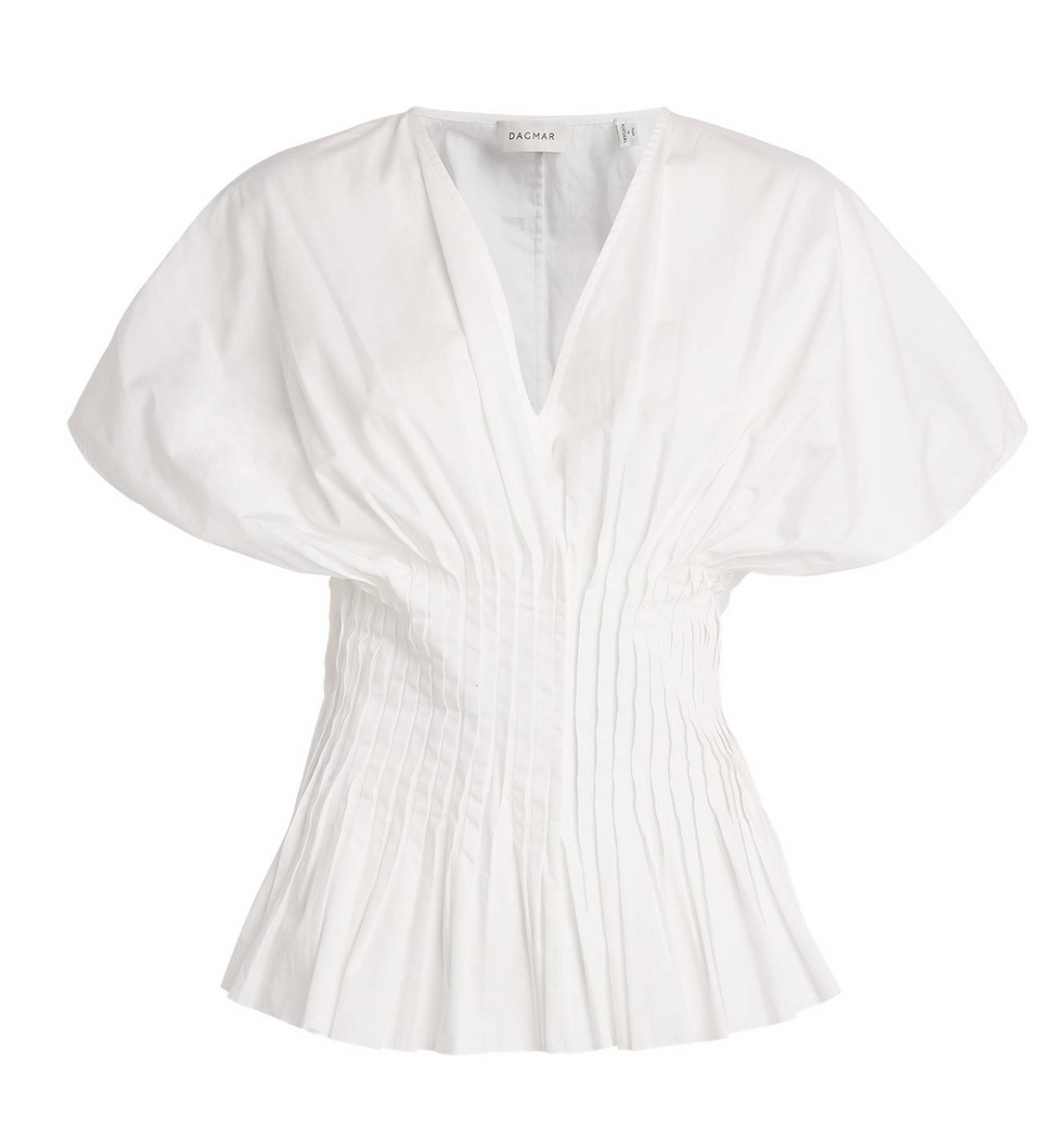 House of Dagmar Poplin V Neck Top