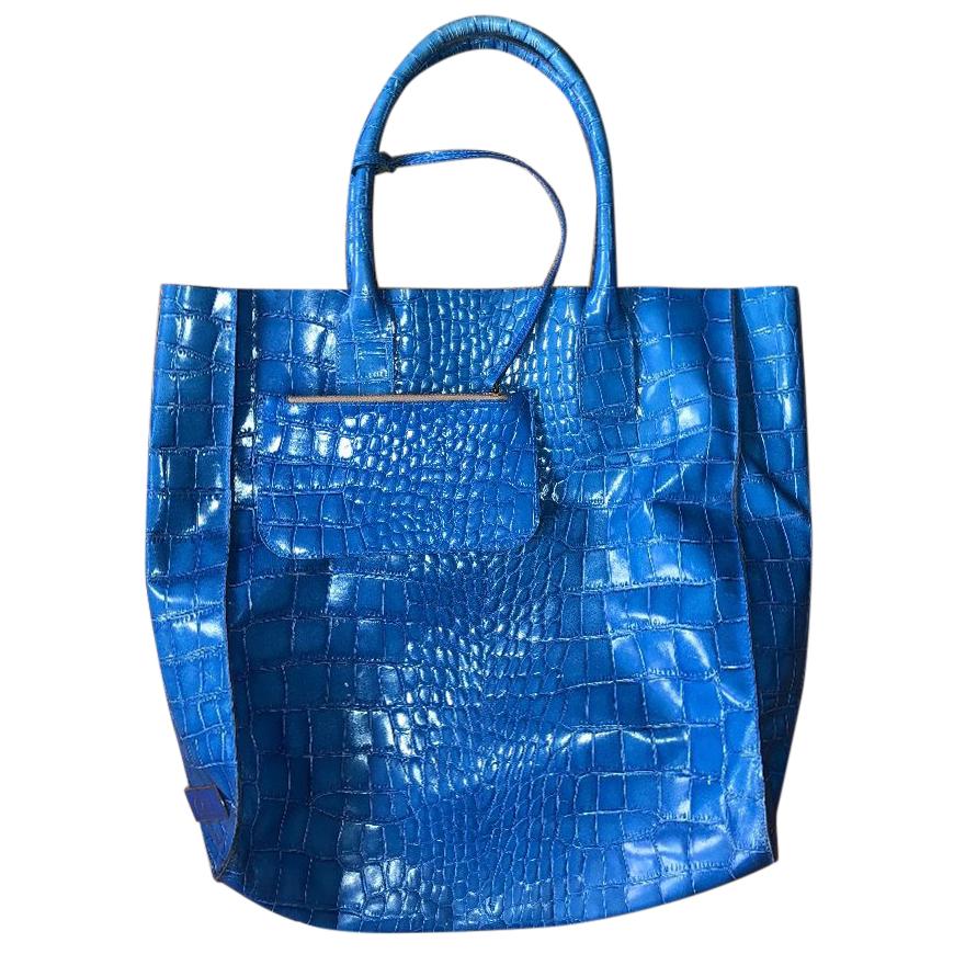 Avila Mykonos Blue Leather Bag