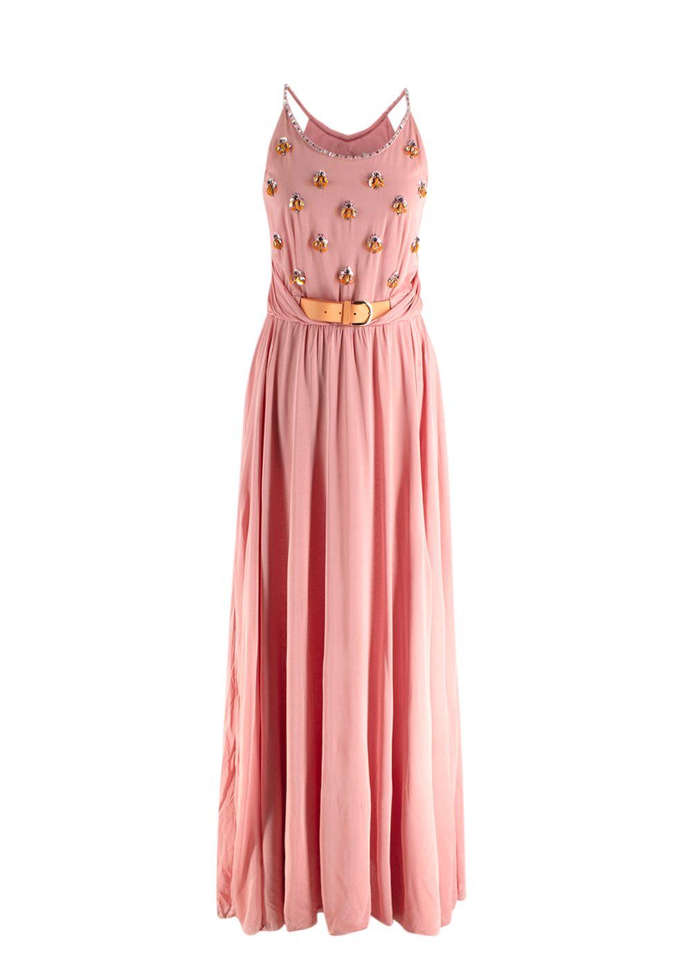 Emilio Pucci Embellished  Belted Pink Maxi Dress