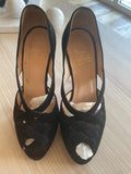 Christian Louboutin Black Suede Criss-Cross Sandals