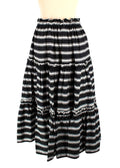 Lisa Marie Fernandez Black and White Striped Tiered Midi Skirt