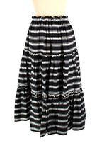 Lisa Marie Fernandez Black and White Striped Tiered Midi Skirt