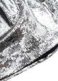 Galvan Silver Sequin Square Neckline Midi Dress