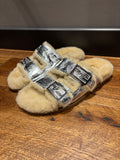 Fendi Shealing Lined Silver Slides