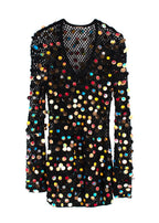 Caroline Constas Black Sequin Crochet Beach Dress