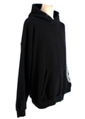 Black cotton jersey logo embroidered hoodie
