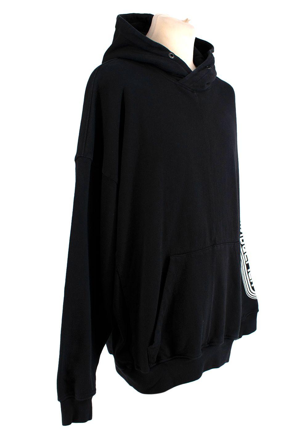 Black cotton jersey logo embroidered hoodie
