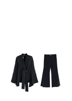 Black Embroidered Silk-Satin Kimono Jacket & Trousers