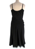 Prada Black Ruched Laced Hem Midi Dress