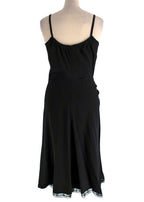 Prada Black Ruched Laced Hem Midi Dress