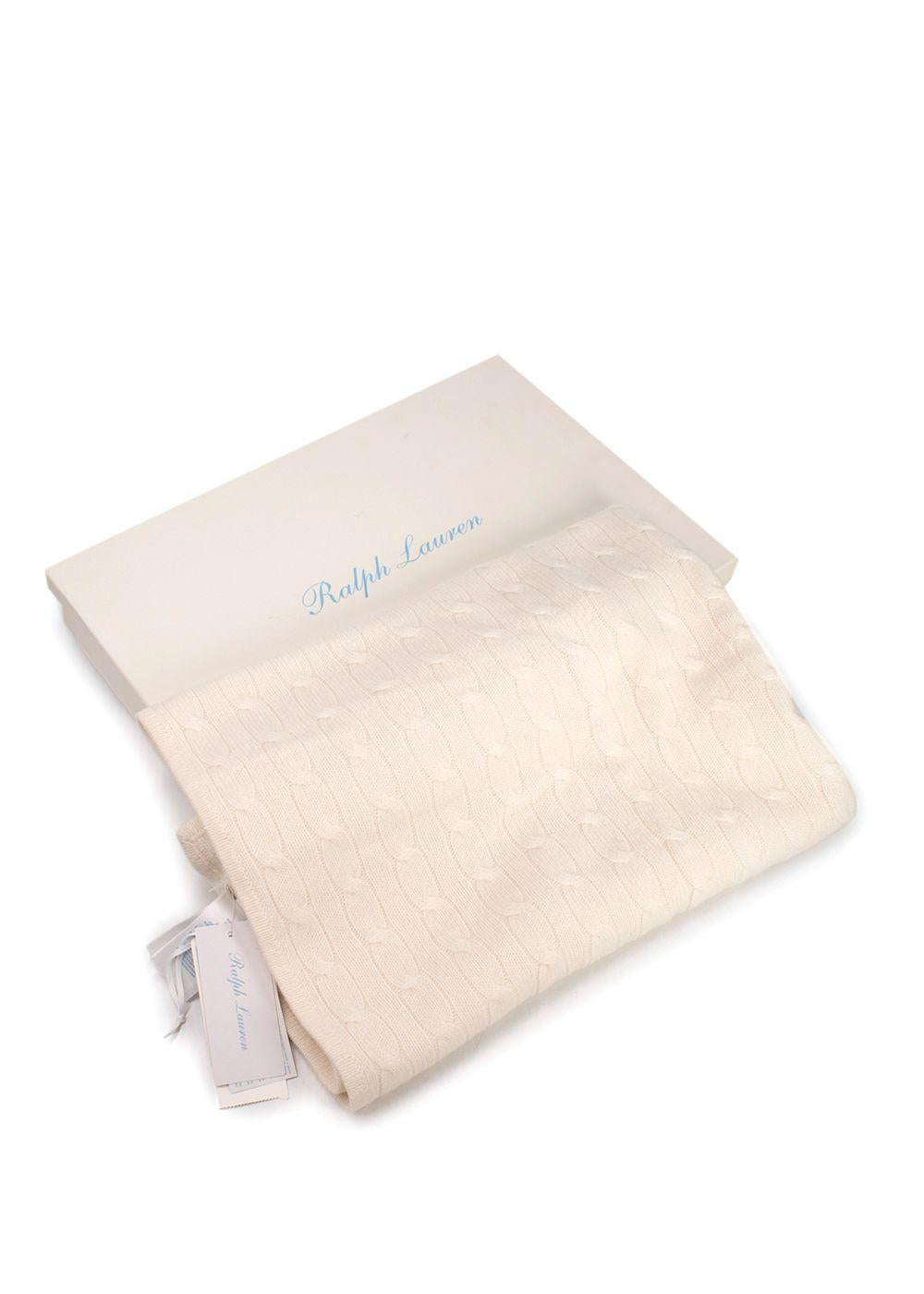 Ralph Lauren Cream Argyle Knit Baby Blanket