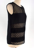 Maje Black Lace Panel Silk Top