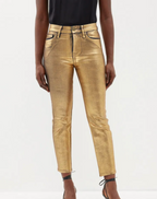 Frame Le Crop Mini Cropped Metallic Coated High-Rise Bootcut Jeans