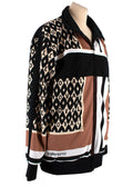 Black and Beige Zip Through Jacket