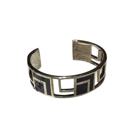 Lancel Art Deco Style Cilver & Black Cuff