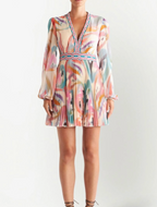 Etro Paisley-Print V-Neck Minidress