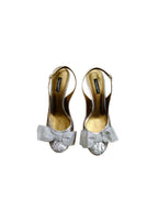 Silver lurex slingback heeled pumps