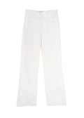 Quilted Pocket Detail White Cotton Jeans