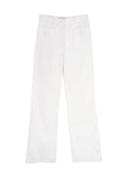 Quilted Pocket Detail White Cotton Jeans