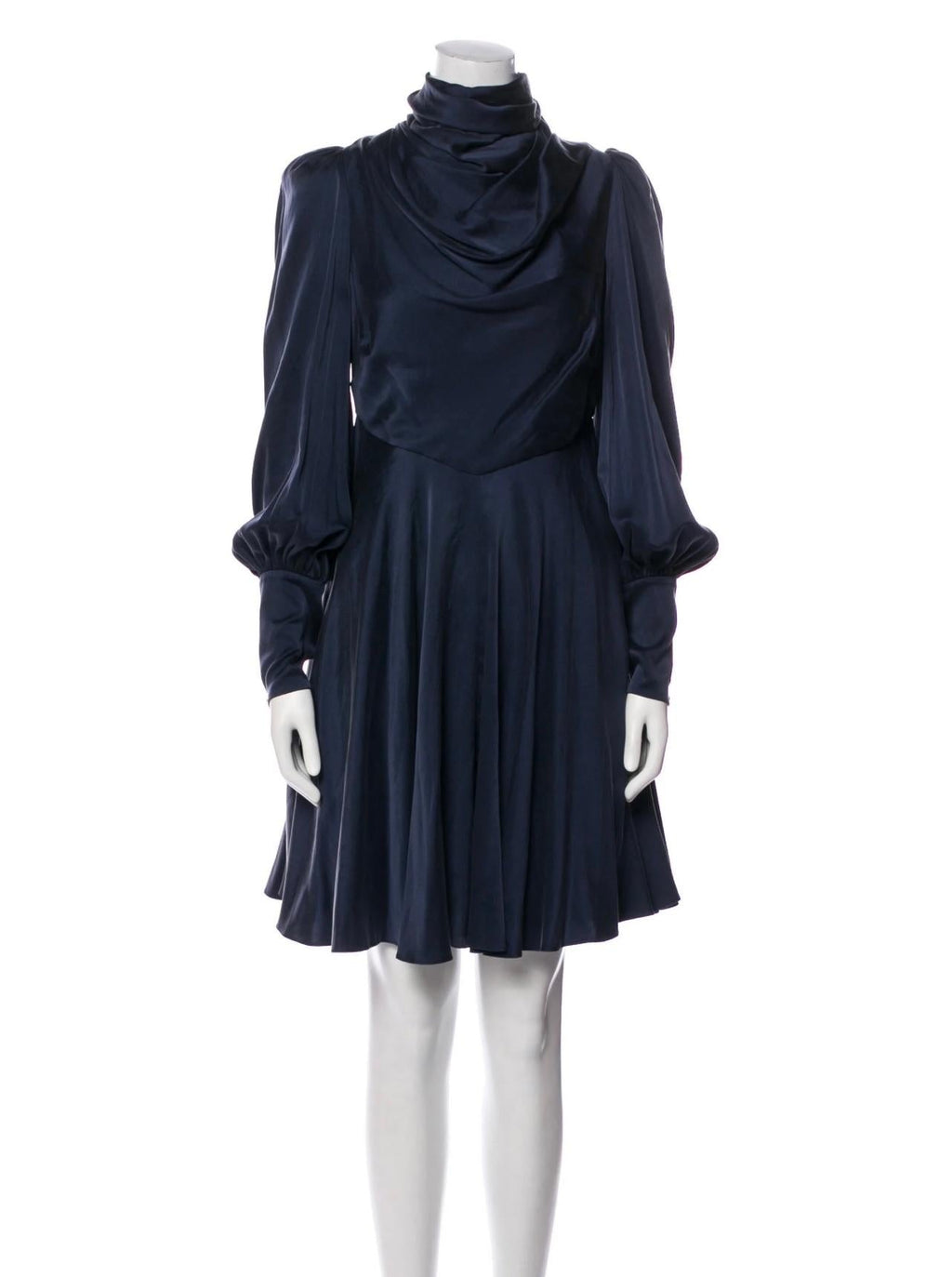 French Navy Silk Scarf Swing Dress