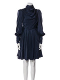 French Navy Silk Scarf Swing Dress