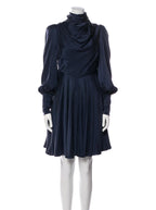 French Navy Silk Scarf Swing Dress