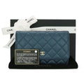 Chanel Teal Caviar Leather Wallet on Chain