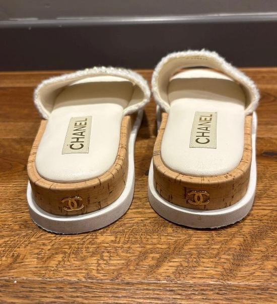 Chanel Embellished Terrycloth Slides