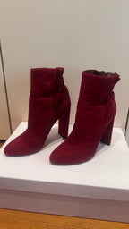 Burgundy Suede Ankle Boots