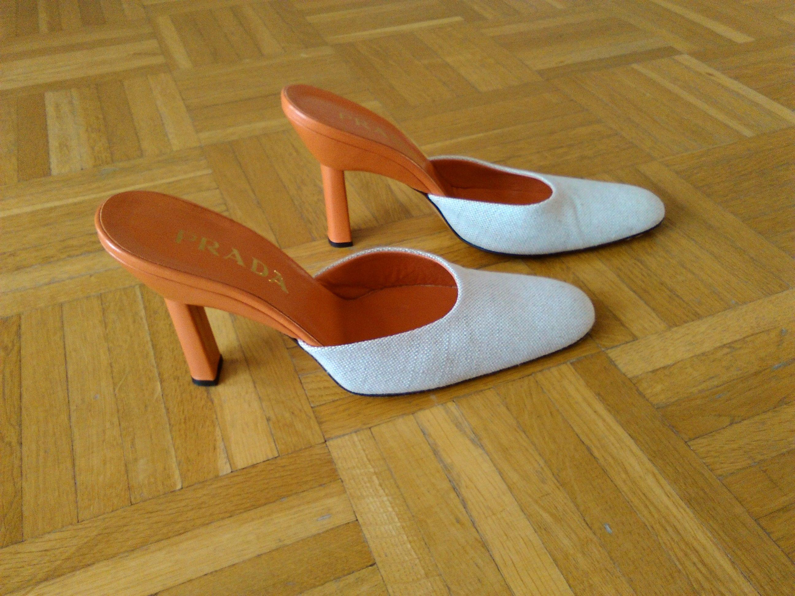 Prada Sabot linen and leather mules
