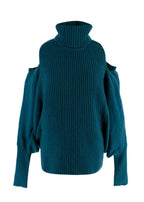 Antonio Berardi Teal Cold-shoulder Merino wool & Cashmere Jumper