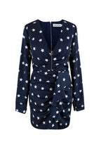 Self Portrait Navy Star Print Ruffle Mini Dress