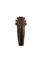 Brown & Green Sequin Runway Dress