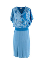 Hermes Royal Blue Slouched Sleeve Woven Dress