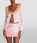 Blumarnie Lilac Detachable Fur Collar Cardigan