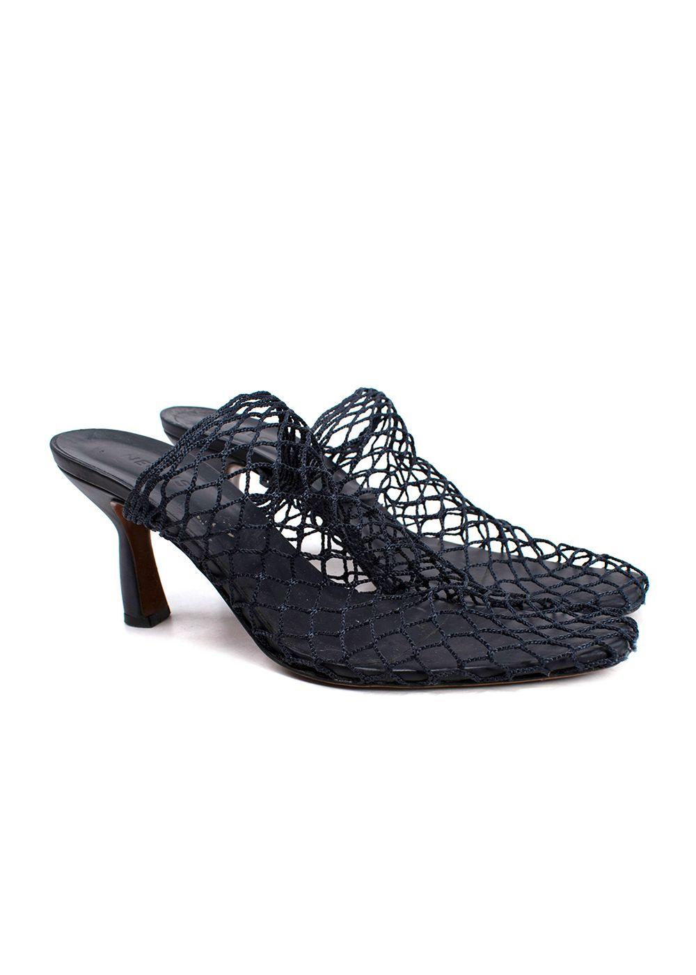 Neous Navy Bophy Fishnet Mules