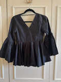 Black Cotton Peplum Top
