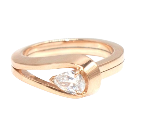 Repossi Serti Rink Gold Inversé Pear Cut Diamond Ring Size 53