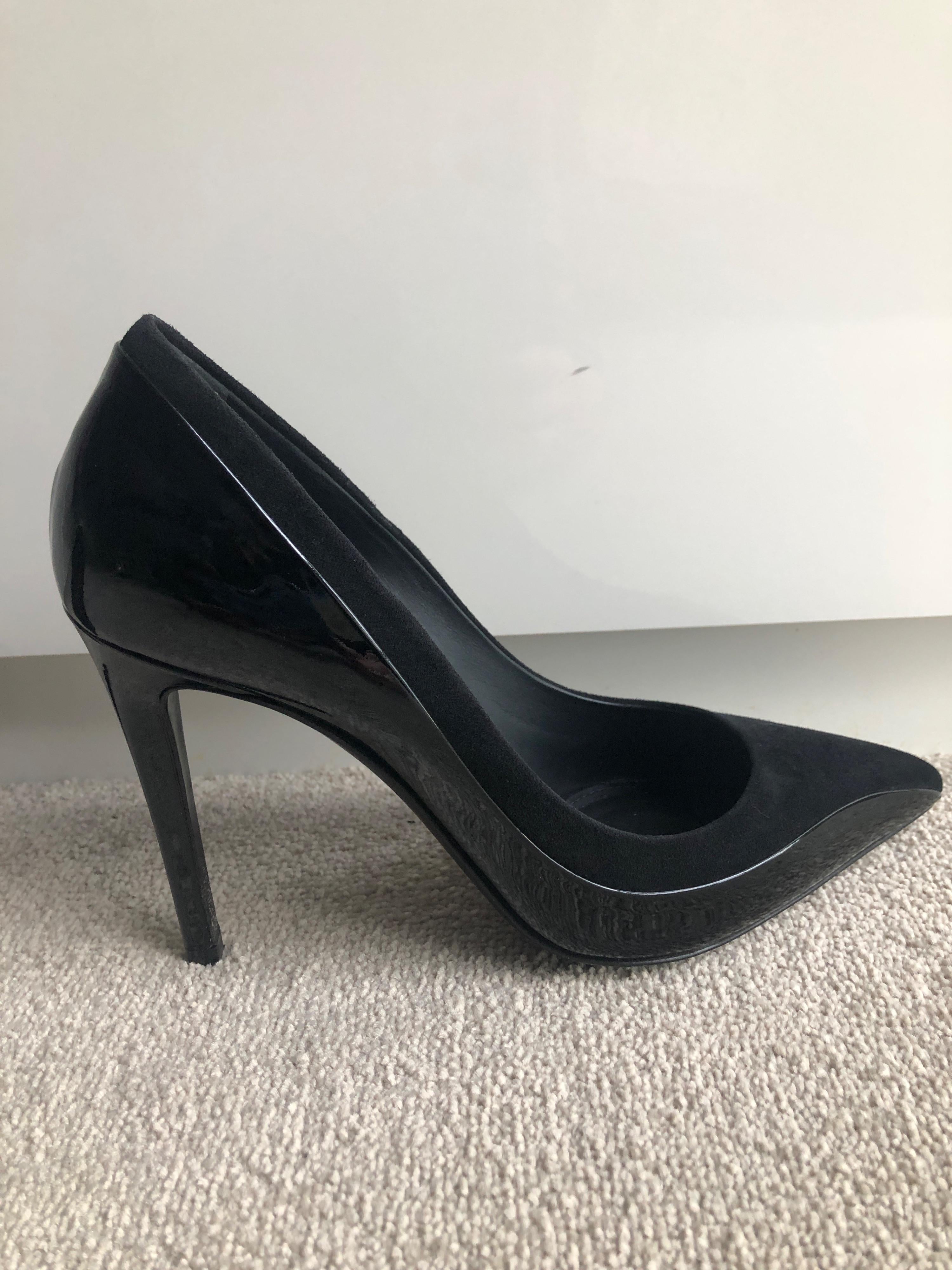 Salvatore Ferragamo Black Patent Leather Court Heels