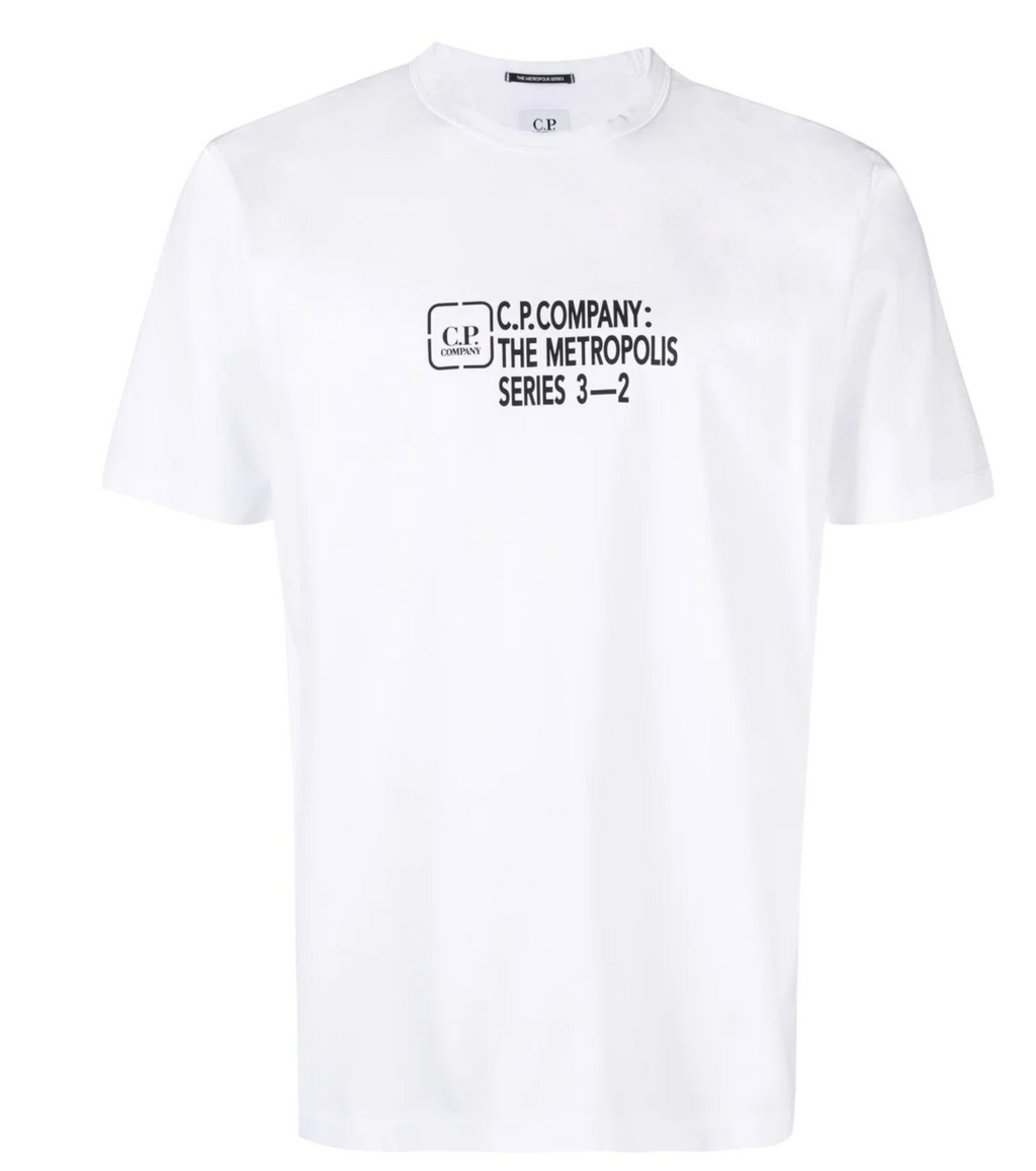 Metropolis Logo Printed White Cotton T-Shirt