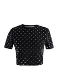 Alexander Wang Black Cropped Crystal T-Shirt