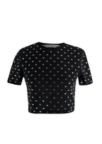 Alexander Wang Black Cropped Crystal T-Shirt
