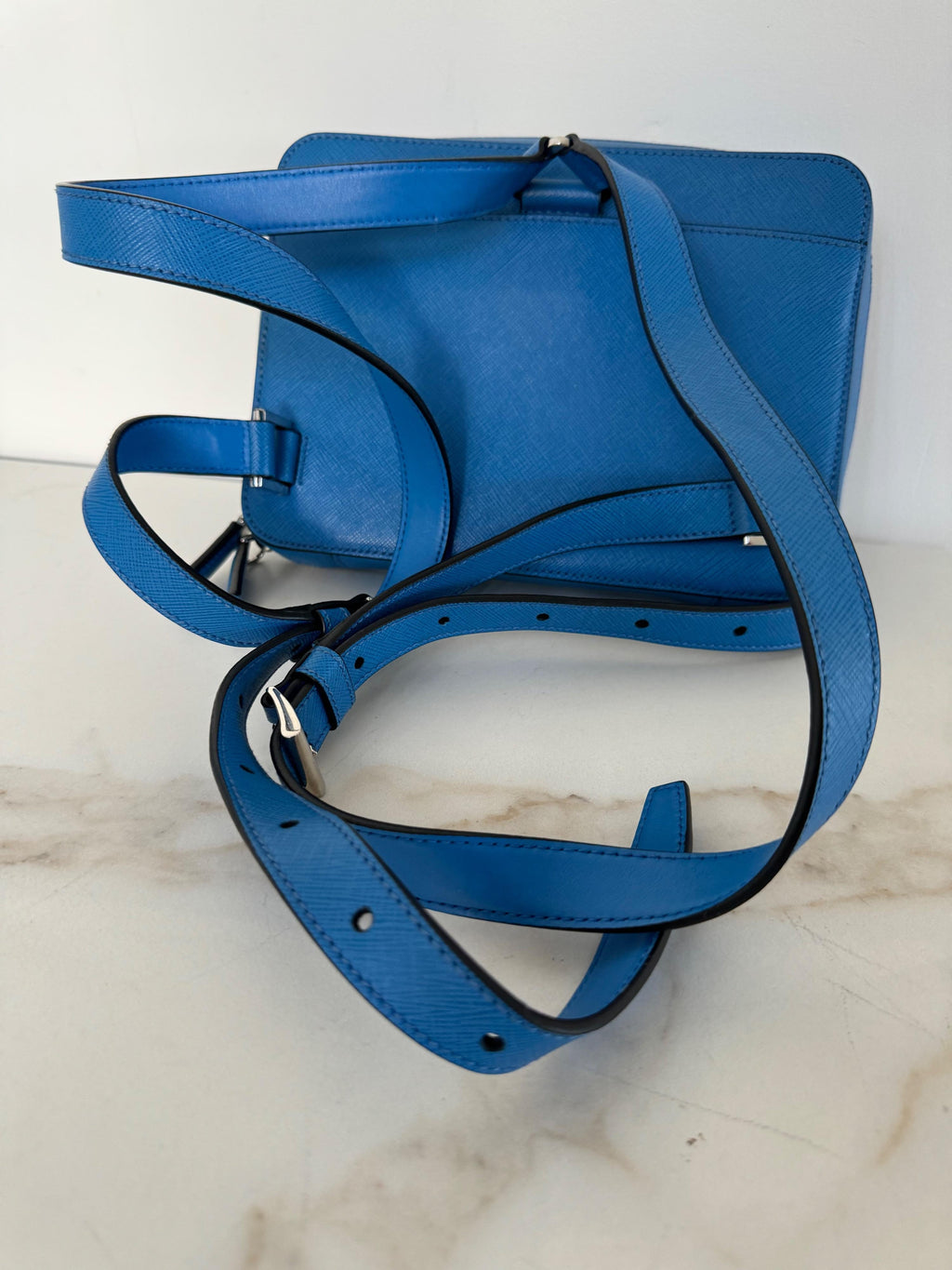 Prada Blue Saffiano Leather Backpack