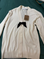 Burberry White  Bow and Pearl Detail Cardigan