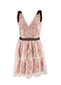 Self Portrait Light Pink Floral Lace Starlet Mini Dress